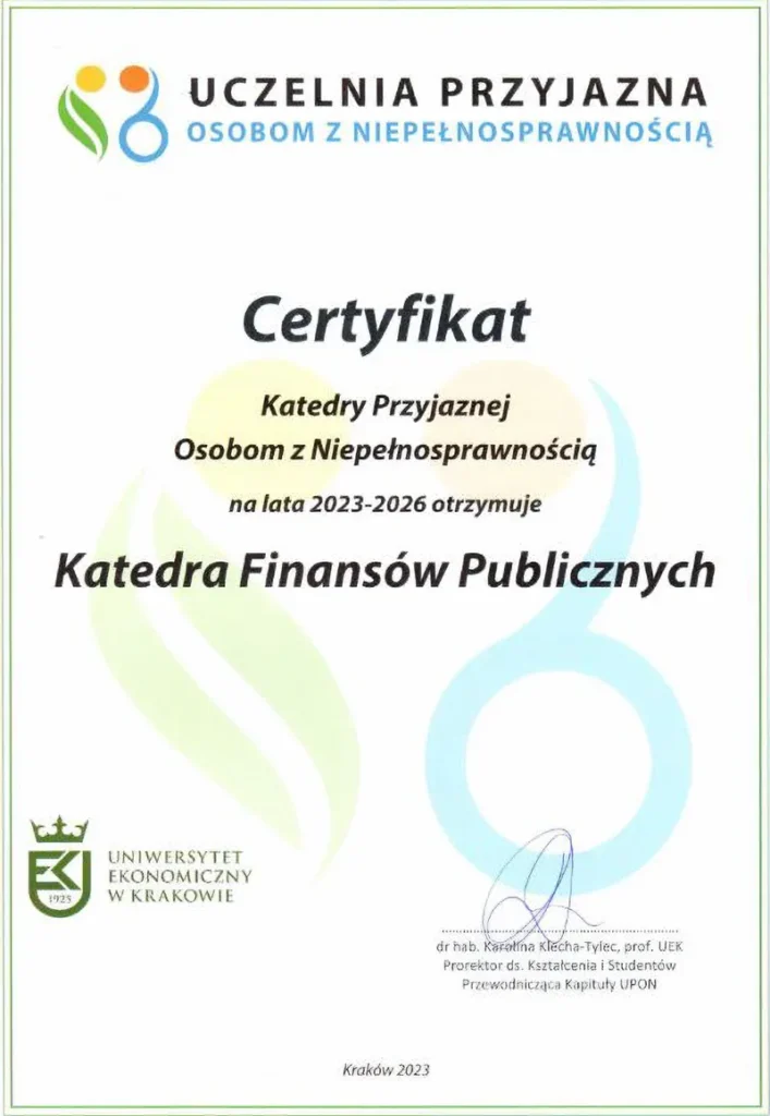 Certyfikat Efa