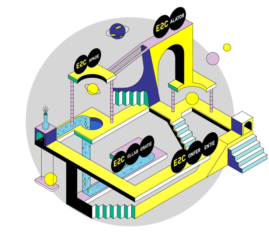 Logo projektu, system przejść i kładek pomiędzy elementami