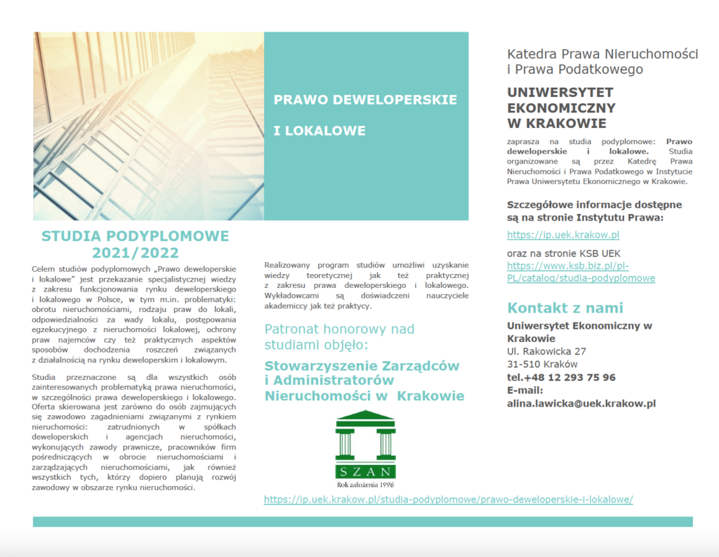 Ulotka Studia Podyplomowe